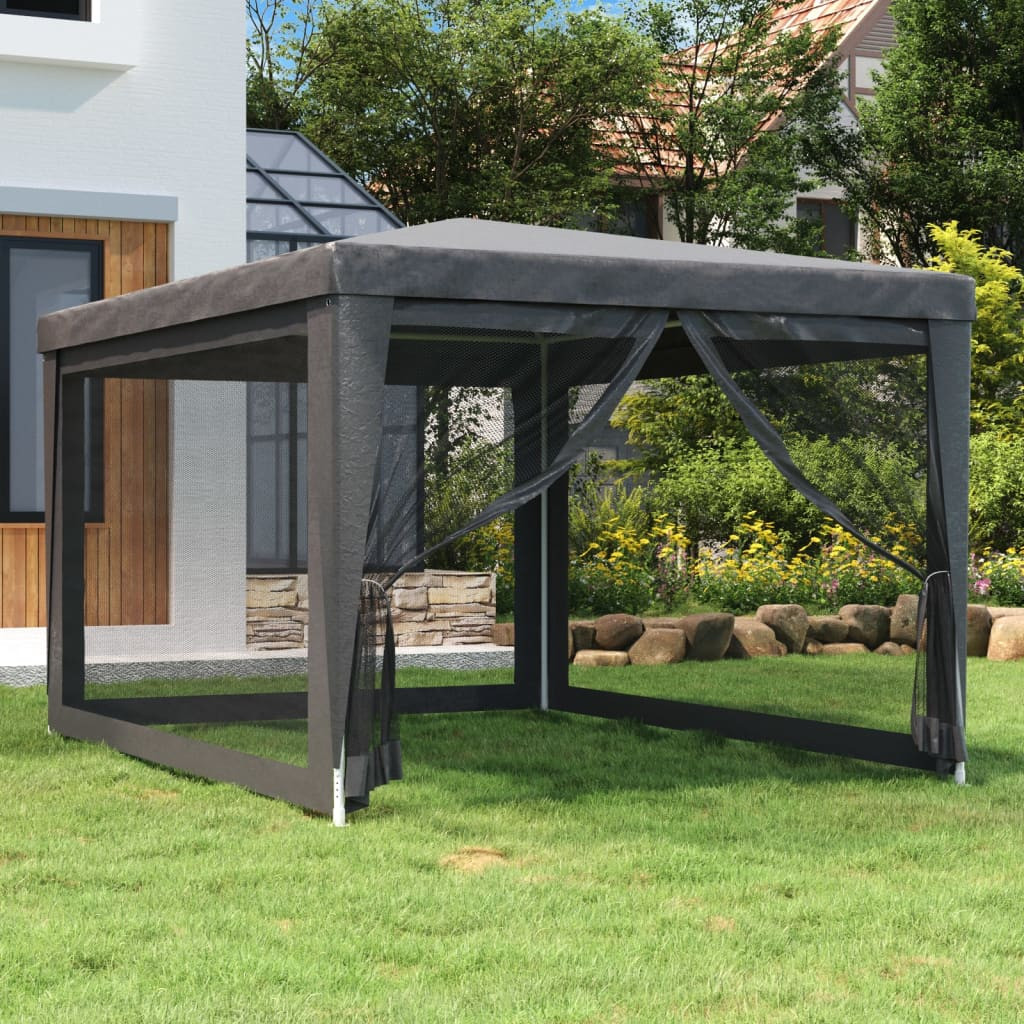 vidaXL Partyzelt mit 4 Mesh-Seitenwänden Anthrazit 3x4 m HDPE