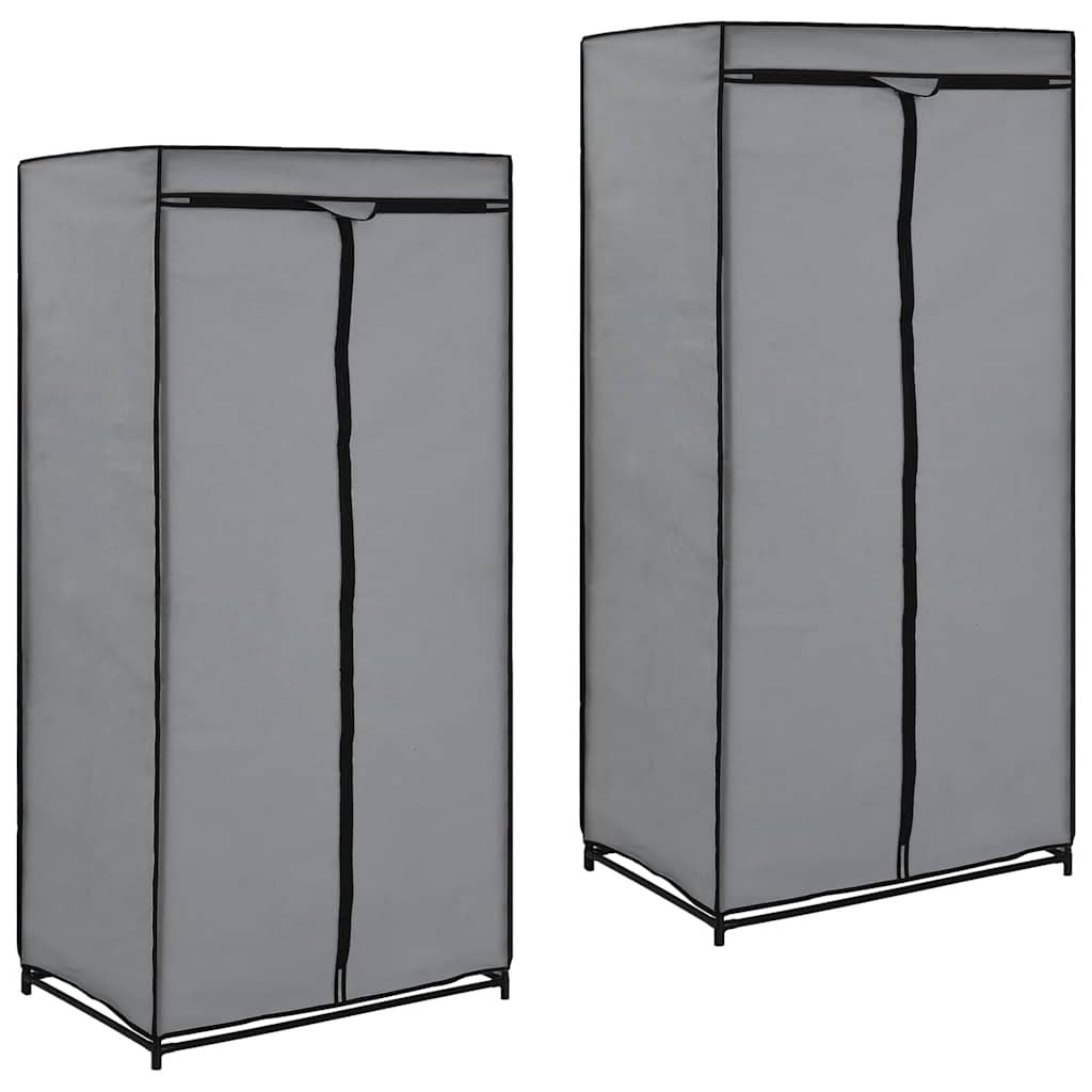 vidaXL Kleiderschränke 2 Stk. Grau 75×50×160 cm