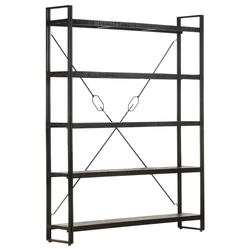 vidaXL Bücherregal 5 Fächer Schwarz 140x30x180 cm Mango Massivholz