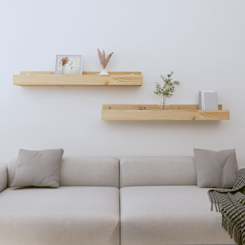 vidaXL Wandregale 2 Stk. 80x12x9 cm Massivholz Kiefer