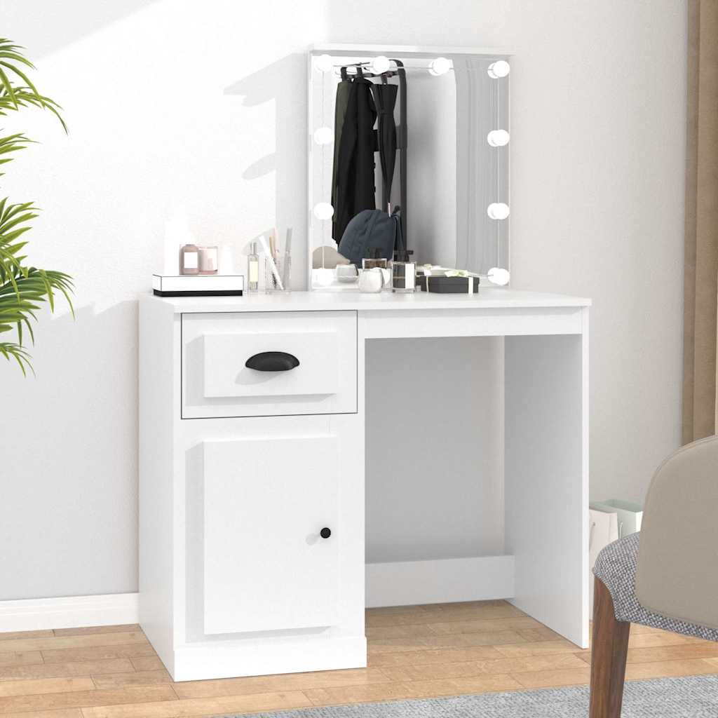 vidaXL Schminktisch mit LED Weiß 90x50x132,5 cm Holzwerkstoff