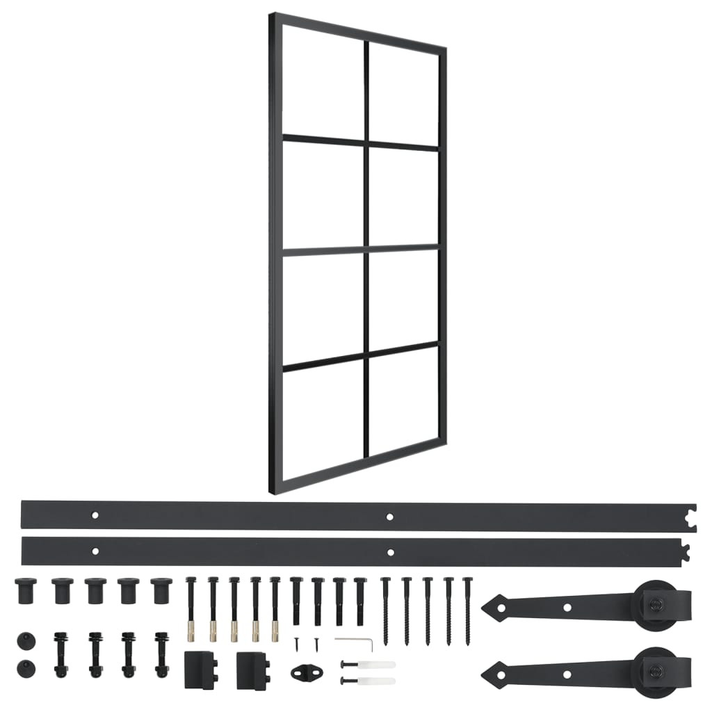 vidaXL Schiebetür Aluminium und ESG-Glas mit Beschlägen 90x205 cm