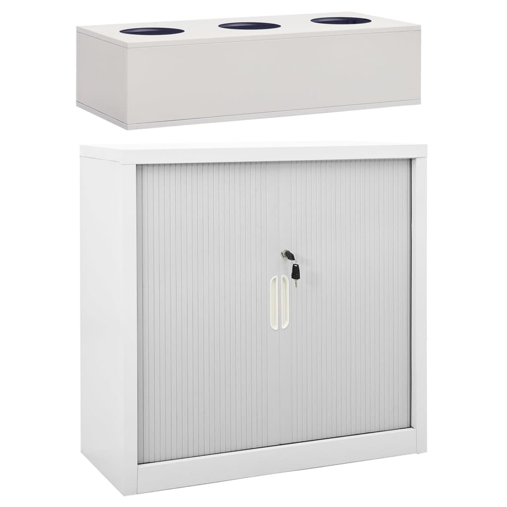 vidaXL Schrank mit Schiebetür & Pflanzkasten Grau 90x40x113 cm Stahl