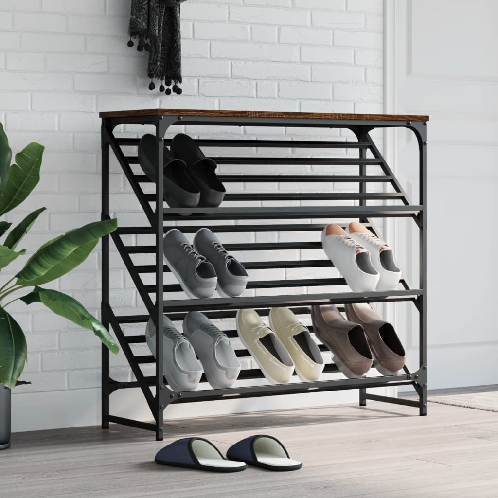 vidaXL Schuhregal Braun Eichen-Optik 90x30x85 cm Holzwerkstoff