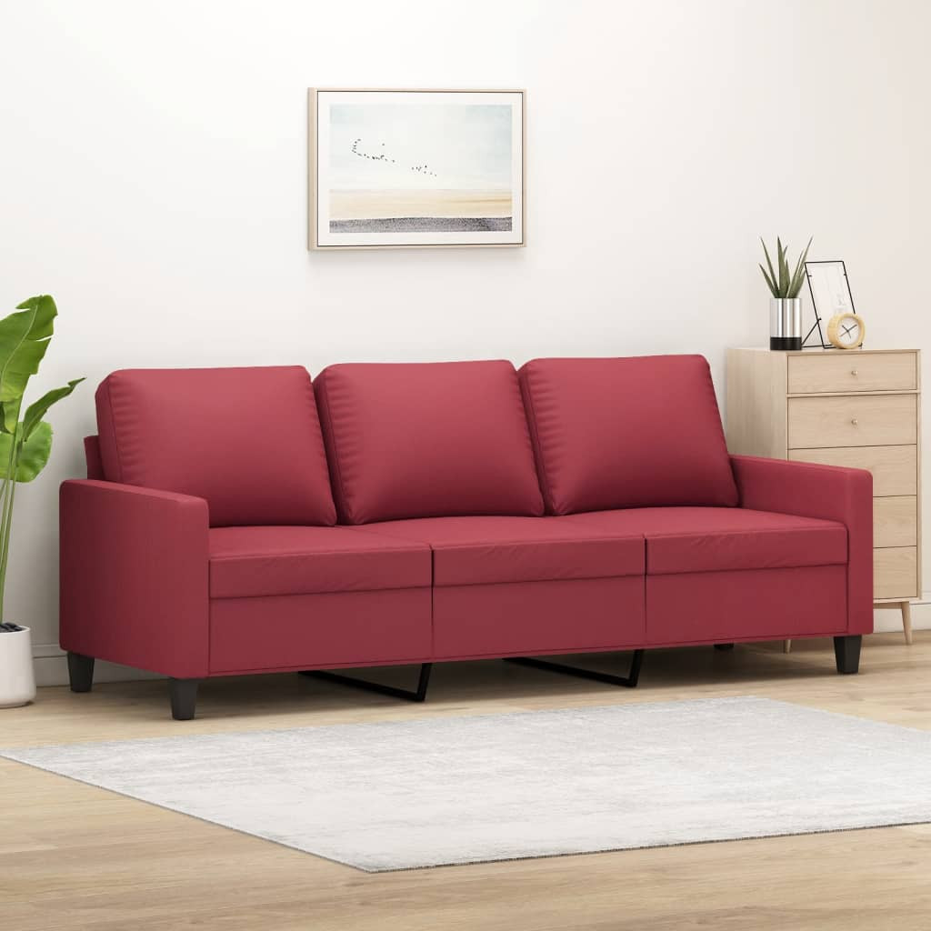 vidaXL 3-Sitzer-Sofa Weinrot 180 cm Kunstleder