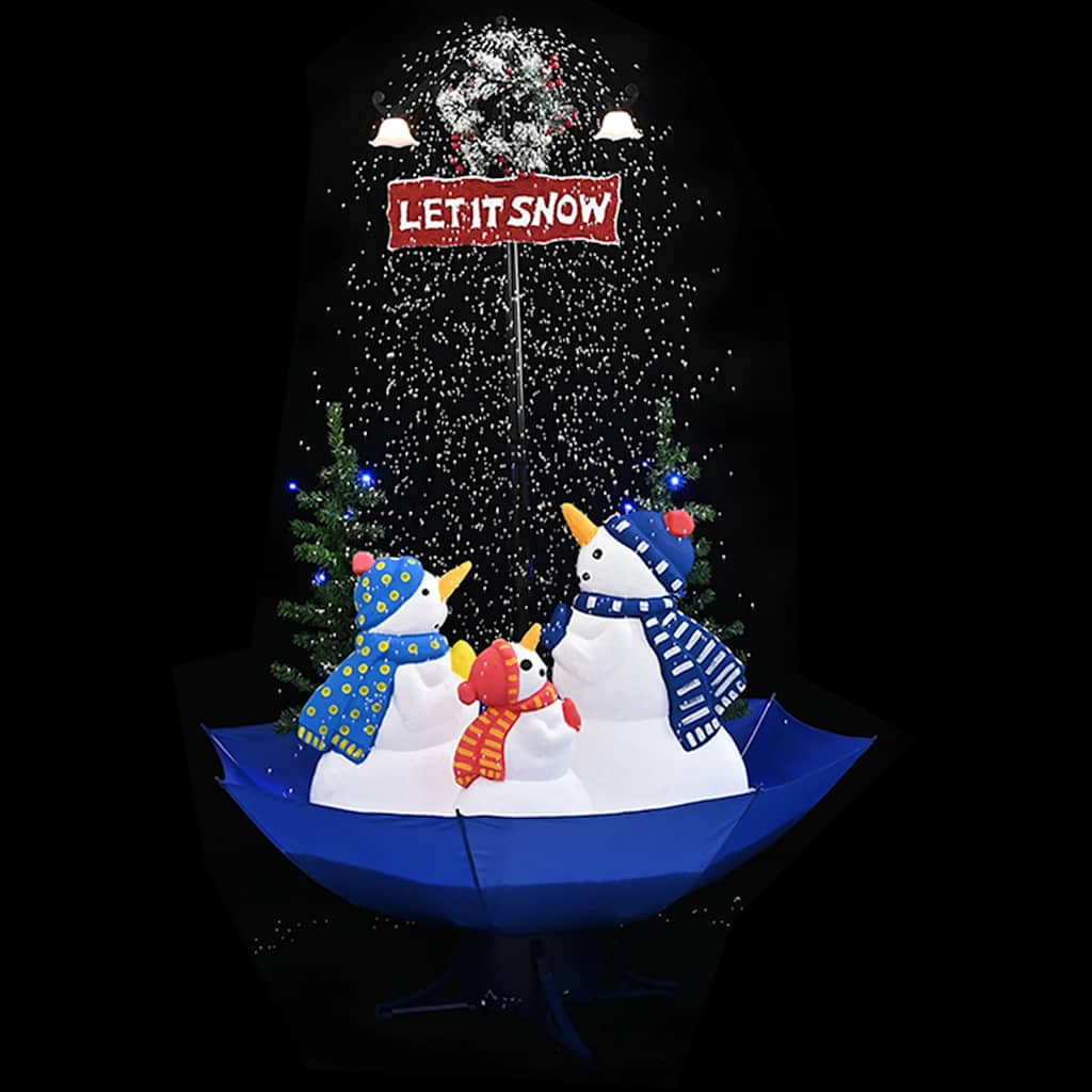 vidaXL Weihnachtsbaum mit Schnee und Schirm-Fuß Blau 170 cm PVC