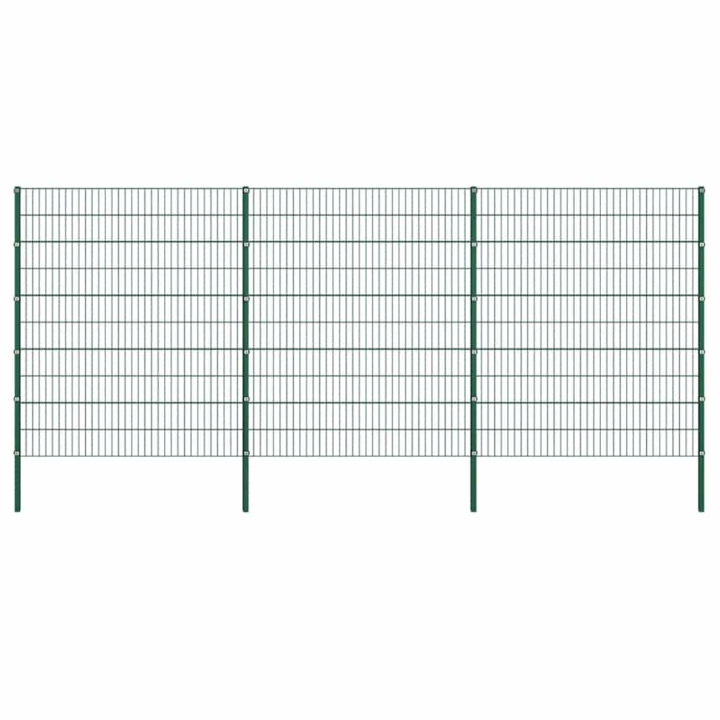 vidaXL Zaunelement mit Pfosten Eisen 522 x 200 cm Grün