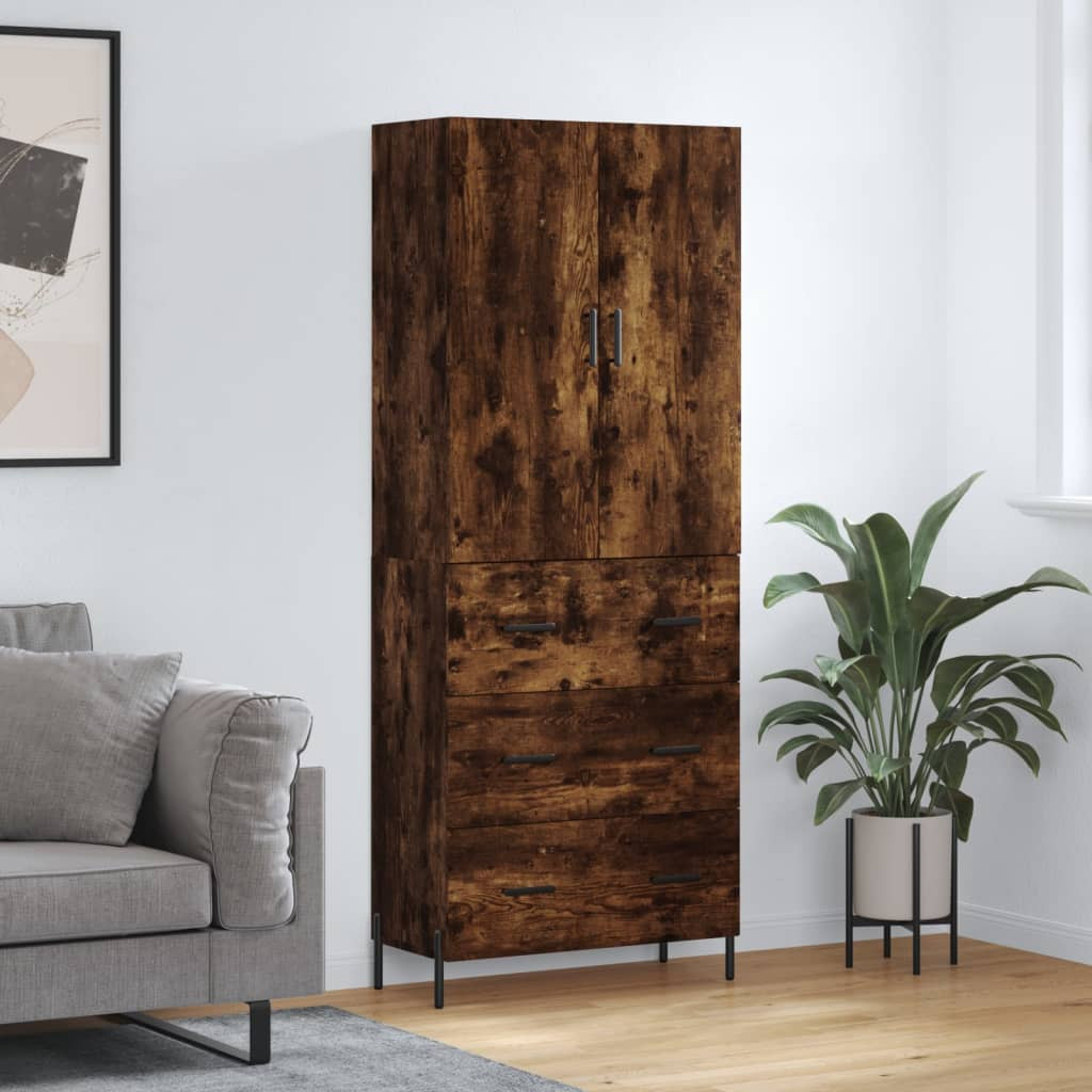 vidaXL Highboard Räuchereiche 69,5x34x180 cm Holzwerkstoff