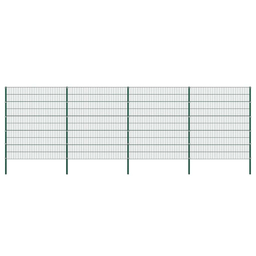 vidaXL Zaunelement mit Pfosten Eisen 867 x 200 cm Grün