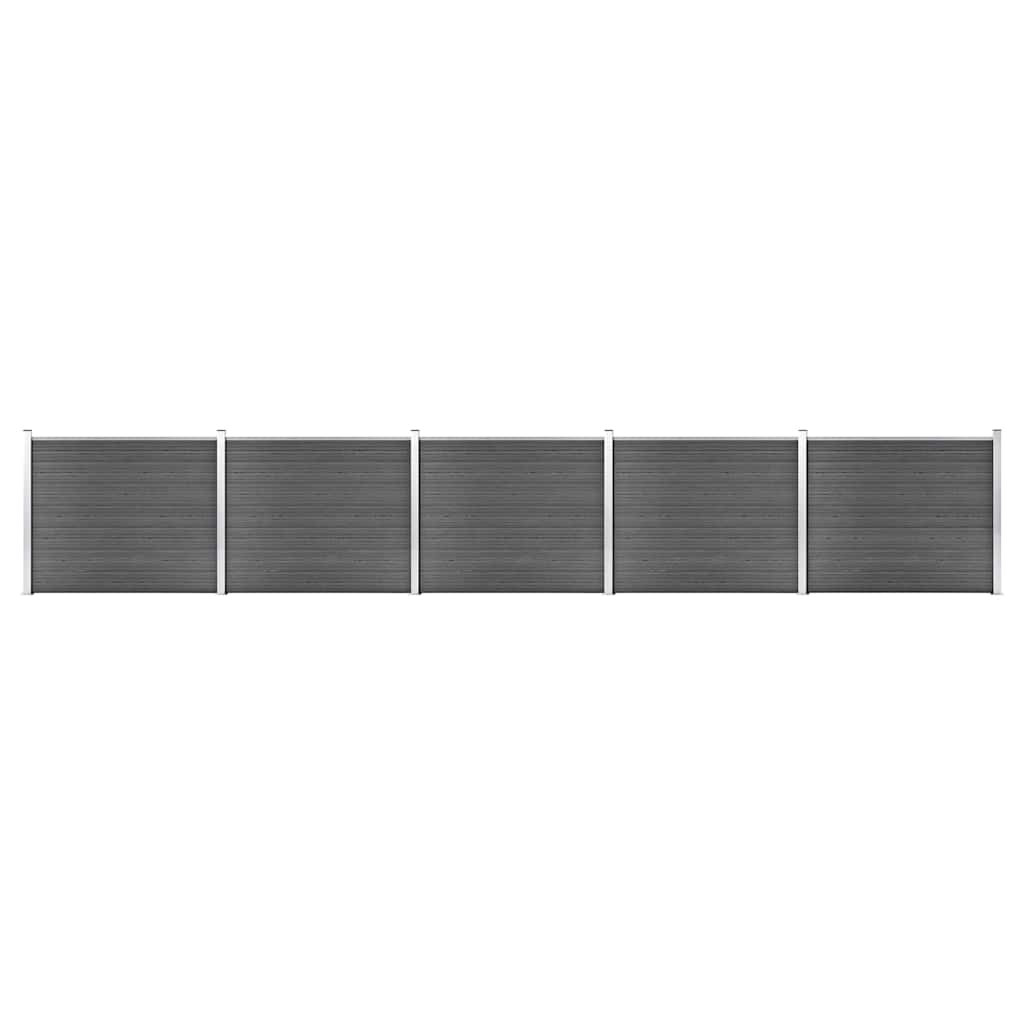 vidaXL Zaunelement Set WPC 872x146 cm Schwarz