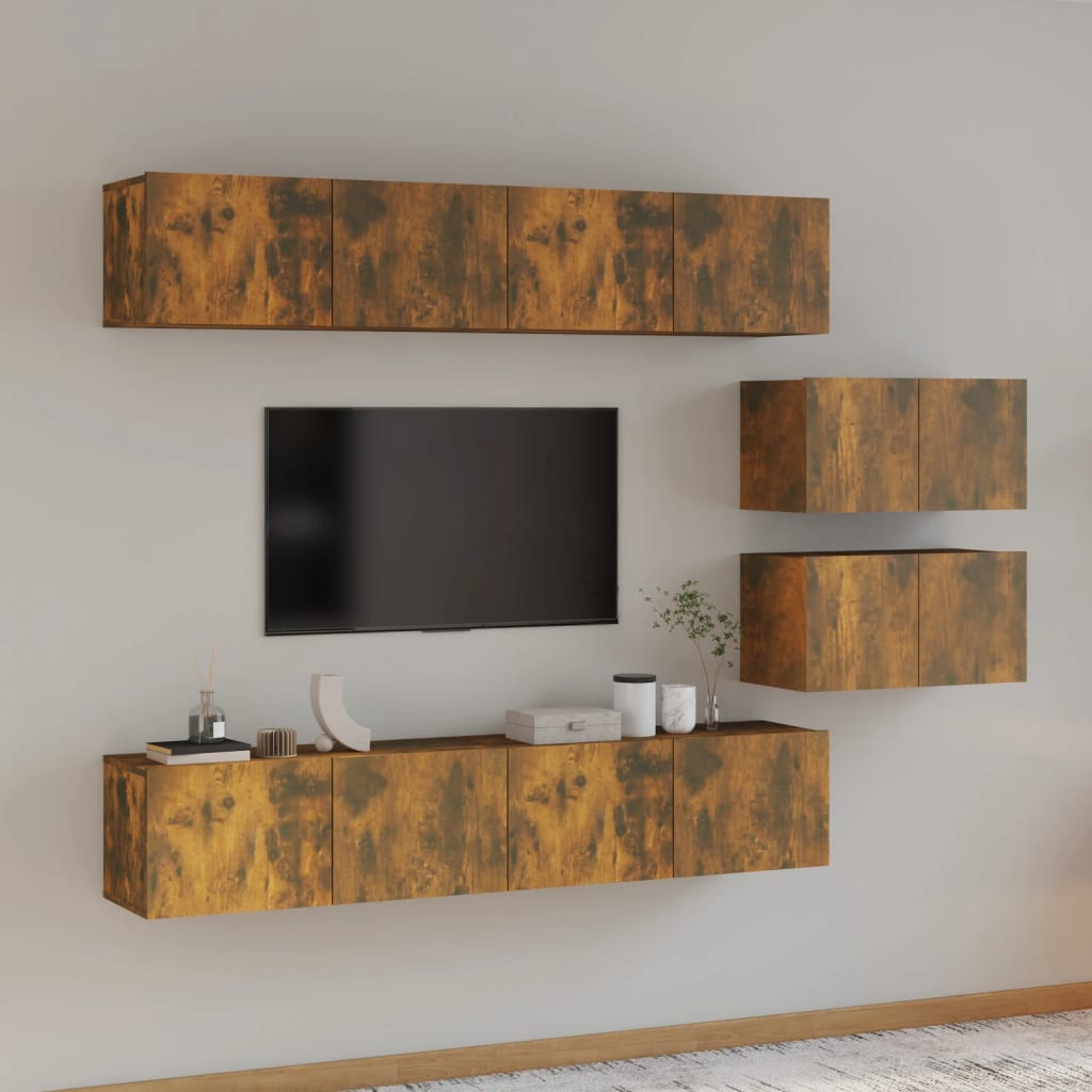 vidaXL 6-tlg. TV-Schrank-Set Räuchereiche Holzwerkstoff
