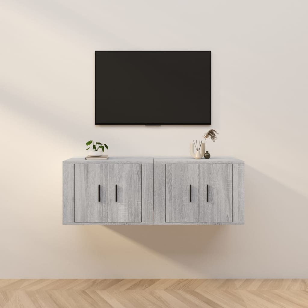 vidaXL TV-Wandschränke 2 Stk. Grau Sonoma 57x34,5x40 cm