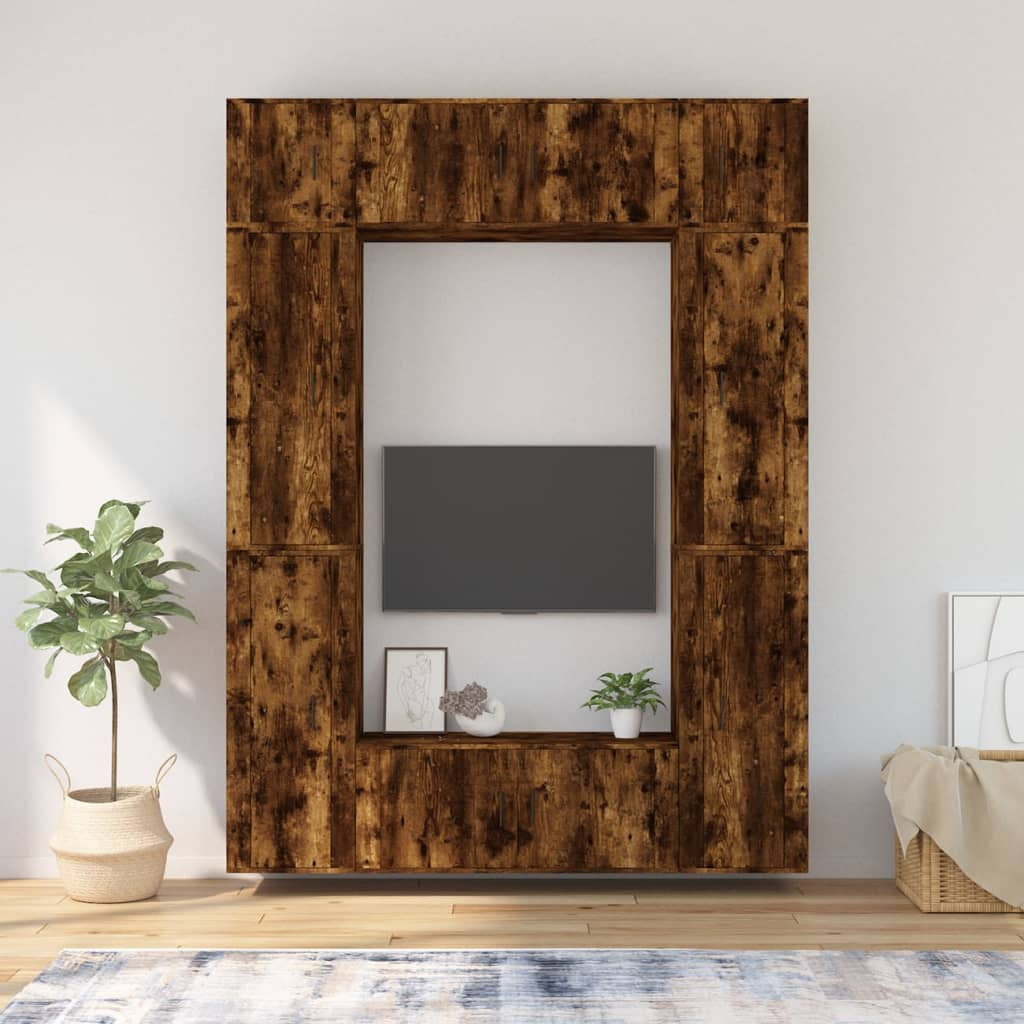 vidaXL 8-tlg. TV-Schrank-Set Räuchereiche Holzwerkstoff