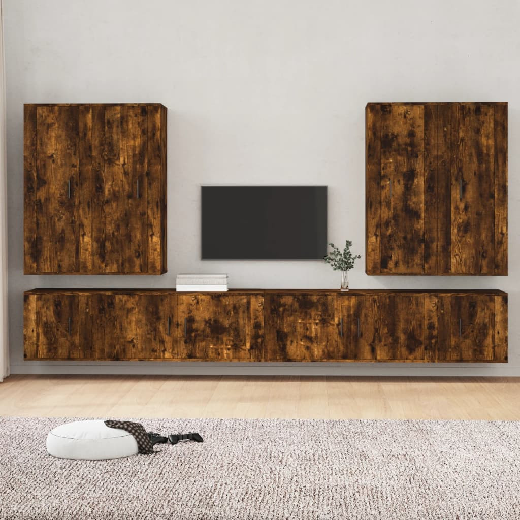 vidaXL 8-tlg. TV-Schrank-Set Räuchereiche Holzwerkstoff