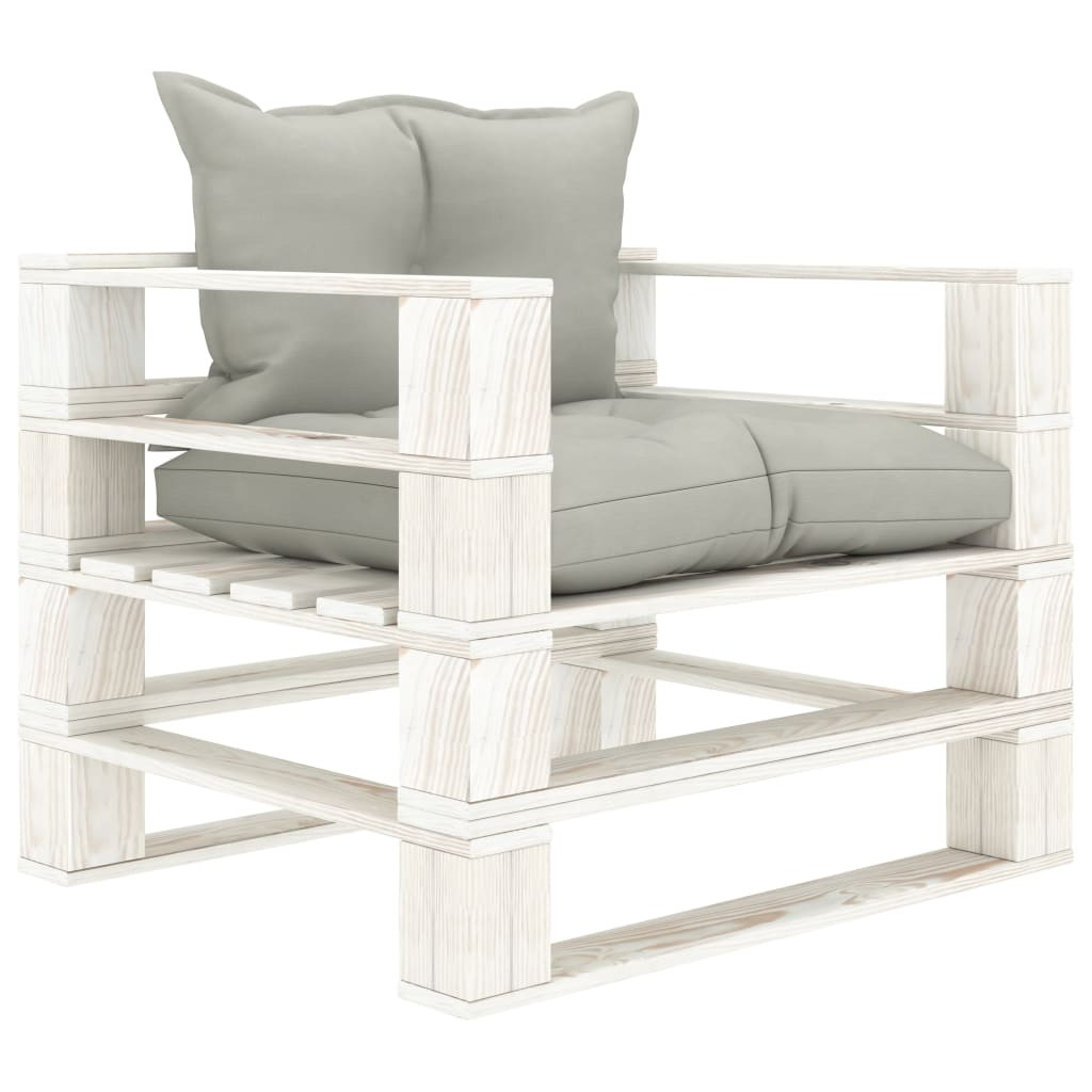 vidaXL Garten-Palettensofa mit Kissen in Taupe Holz