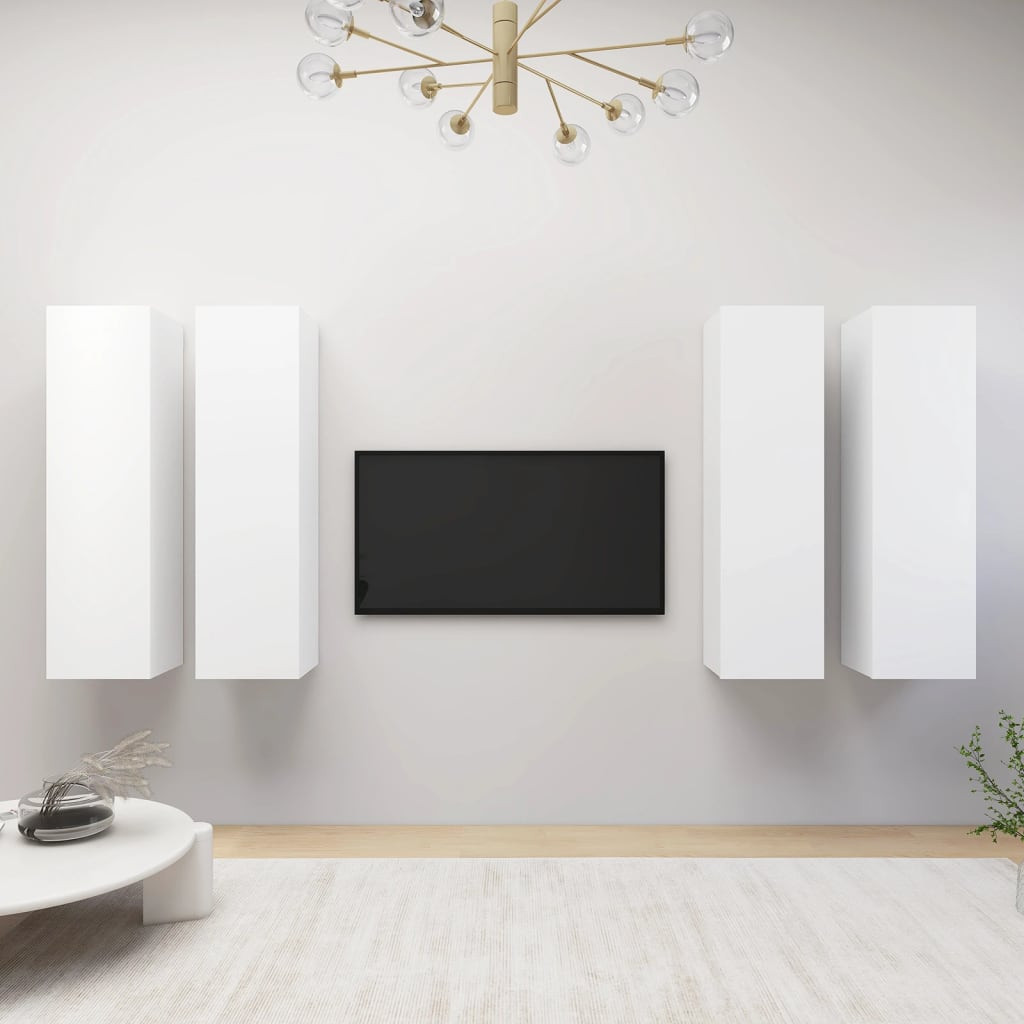 vidaXL TV-Schränke 4 Stk. Weiß 30,5x30x110 cm Holzwerkstoff
