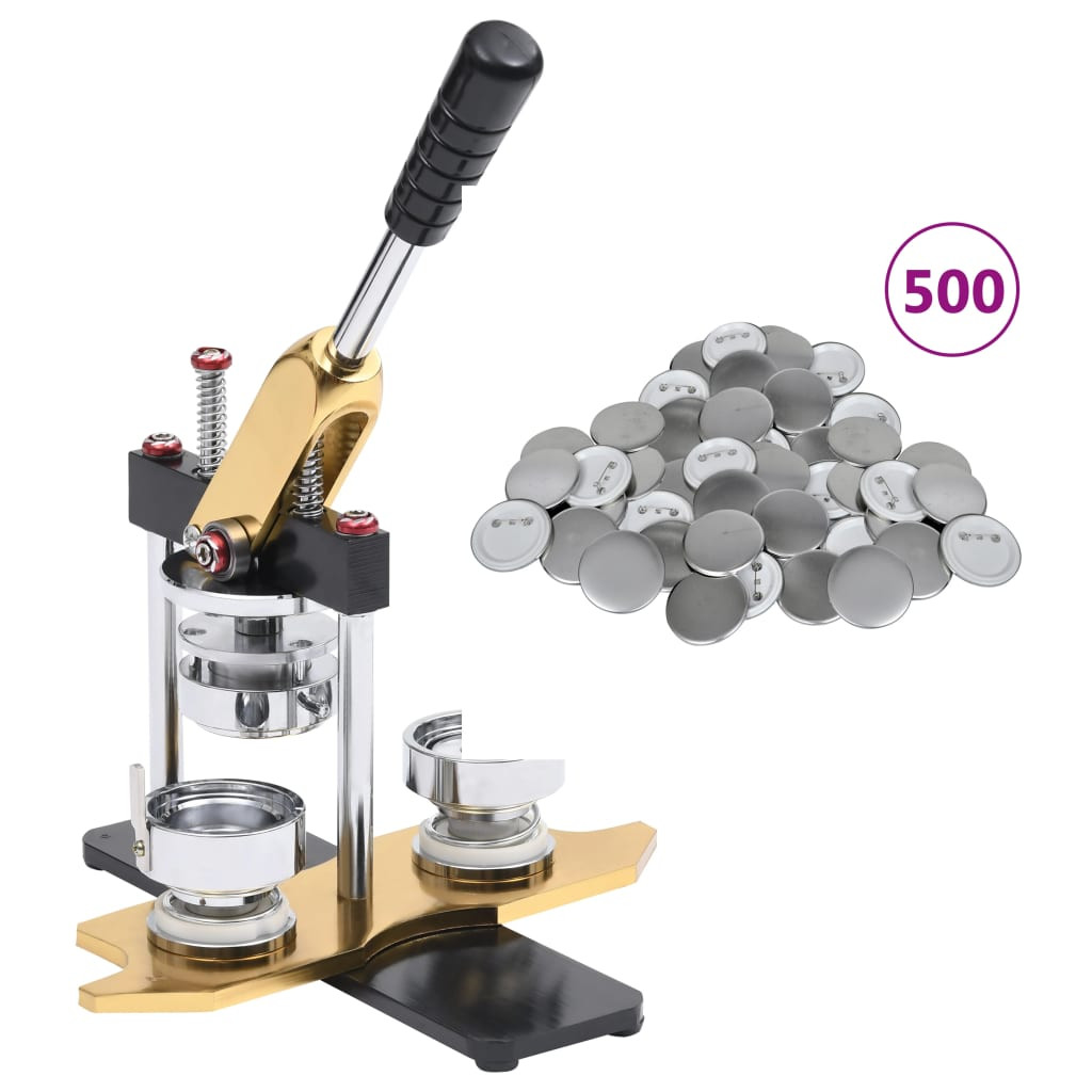vidaXL Buttonmaschine mit 500 Button-Teilen 37 mm Drehstanze