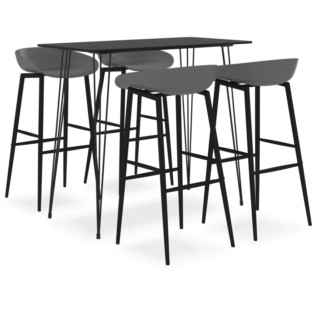 vidaXL 5-tlg. Bar-Set Schwarz und Grau