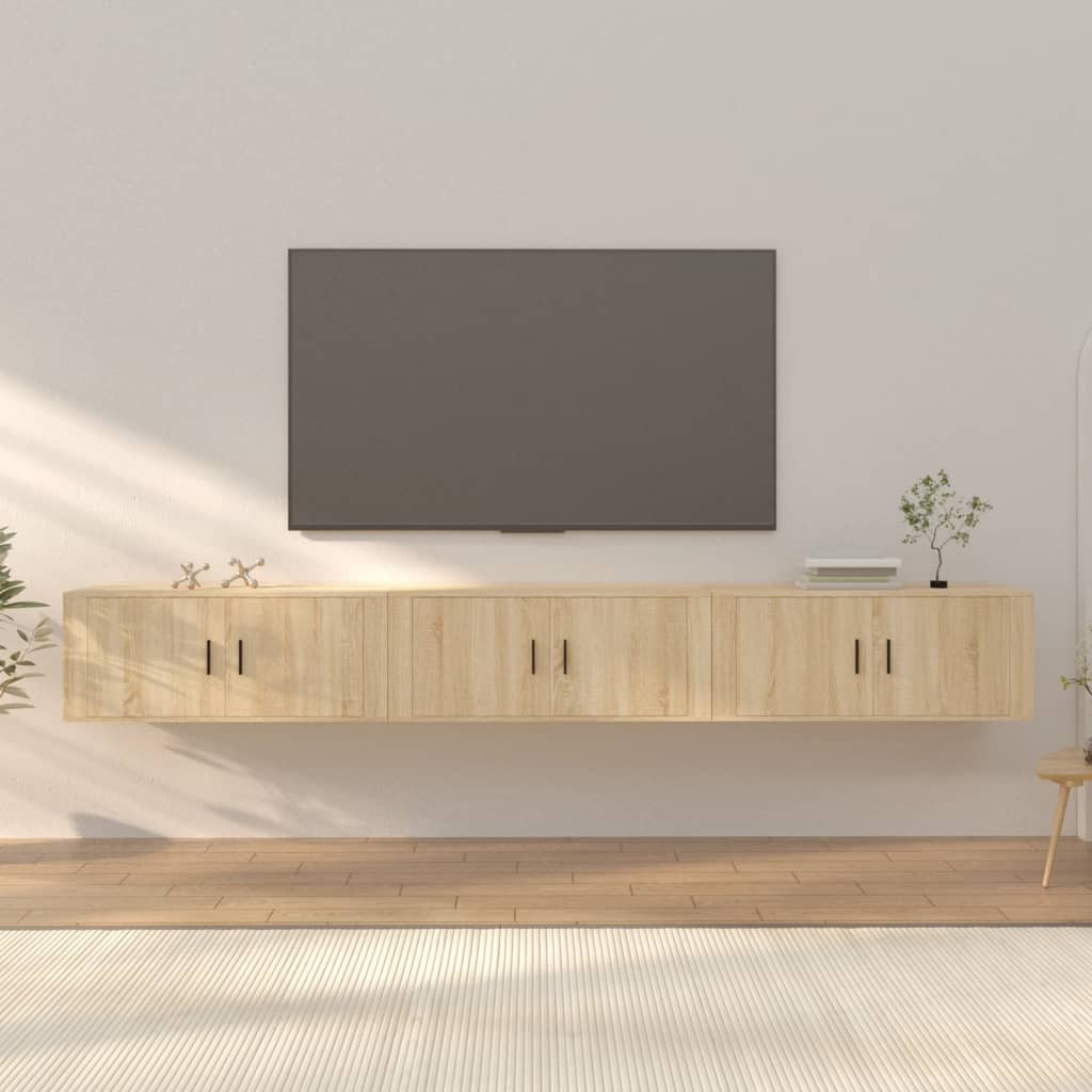 vidaXL TV-Wandschränke 3 Stk. Sonoma-Eiche 100x34,5x40 cm