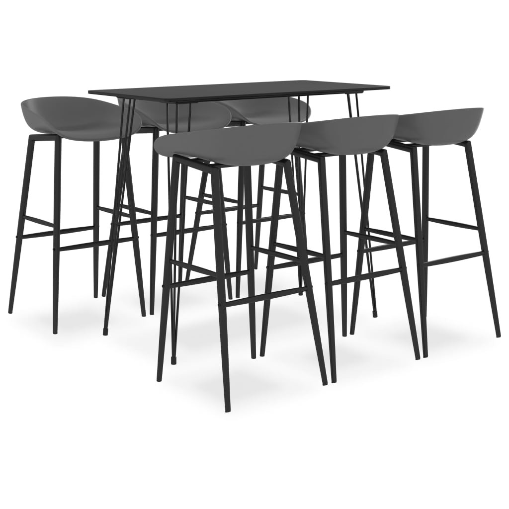 vidaXL 7-tlg. Bar-Set Schwarz und Grau
