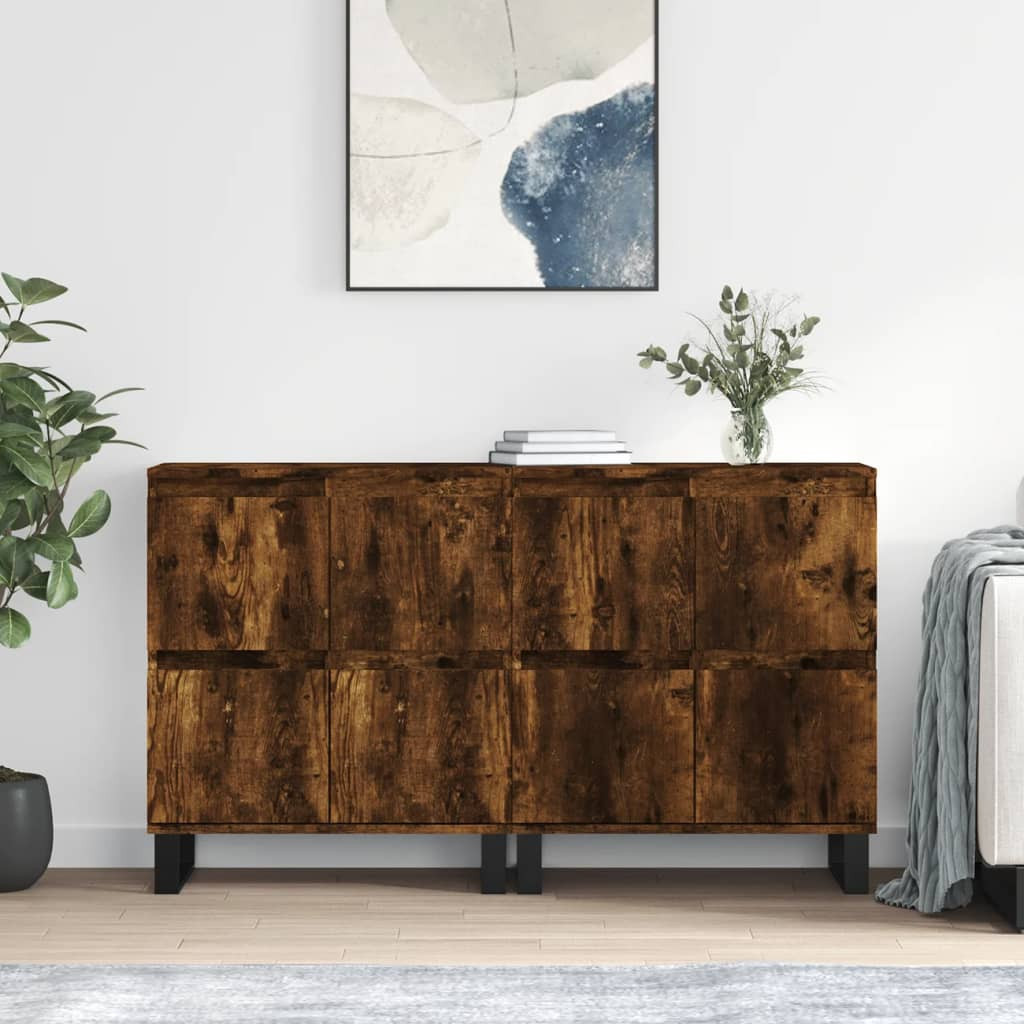 vidaXL Sideboards 2 Stk. Räuchereiche Holzwerkstoff