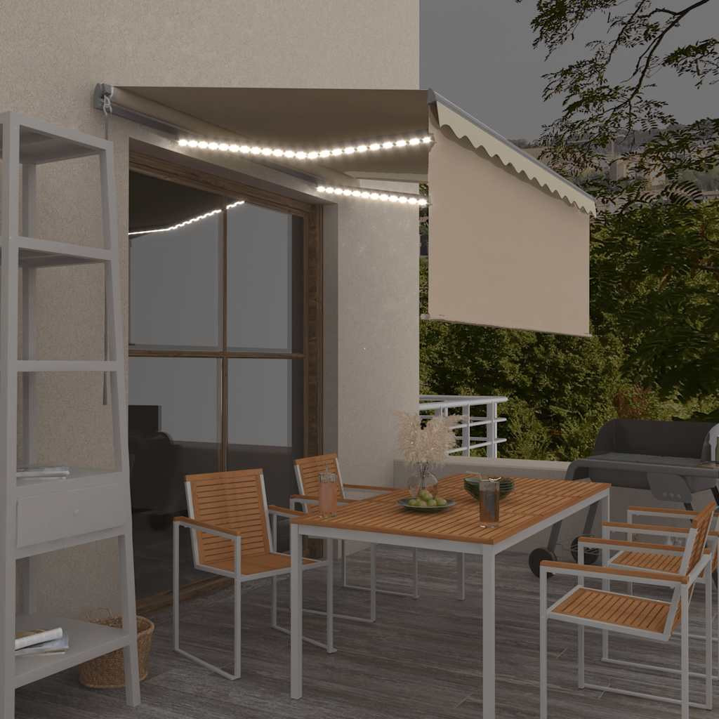 vidaXL Markise Manuell Einziehbar mit Rollo LED 3,5x2,5 m Creme