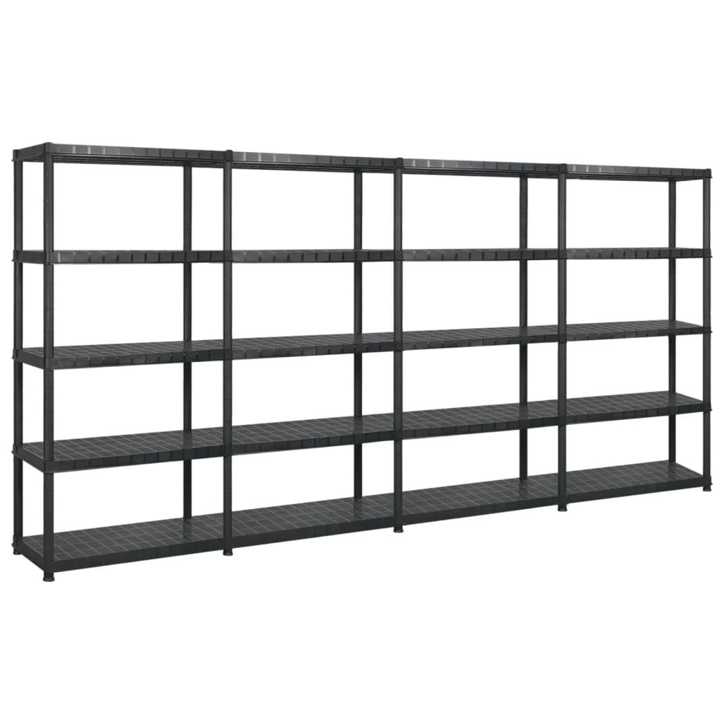 vidaXL Lagerregal mit 5 Böden Schwarz 340x40x185 cm Kunststoff