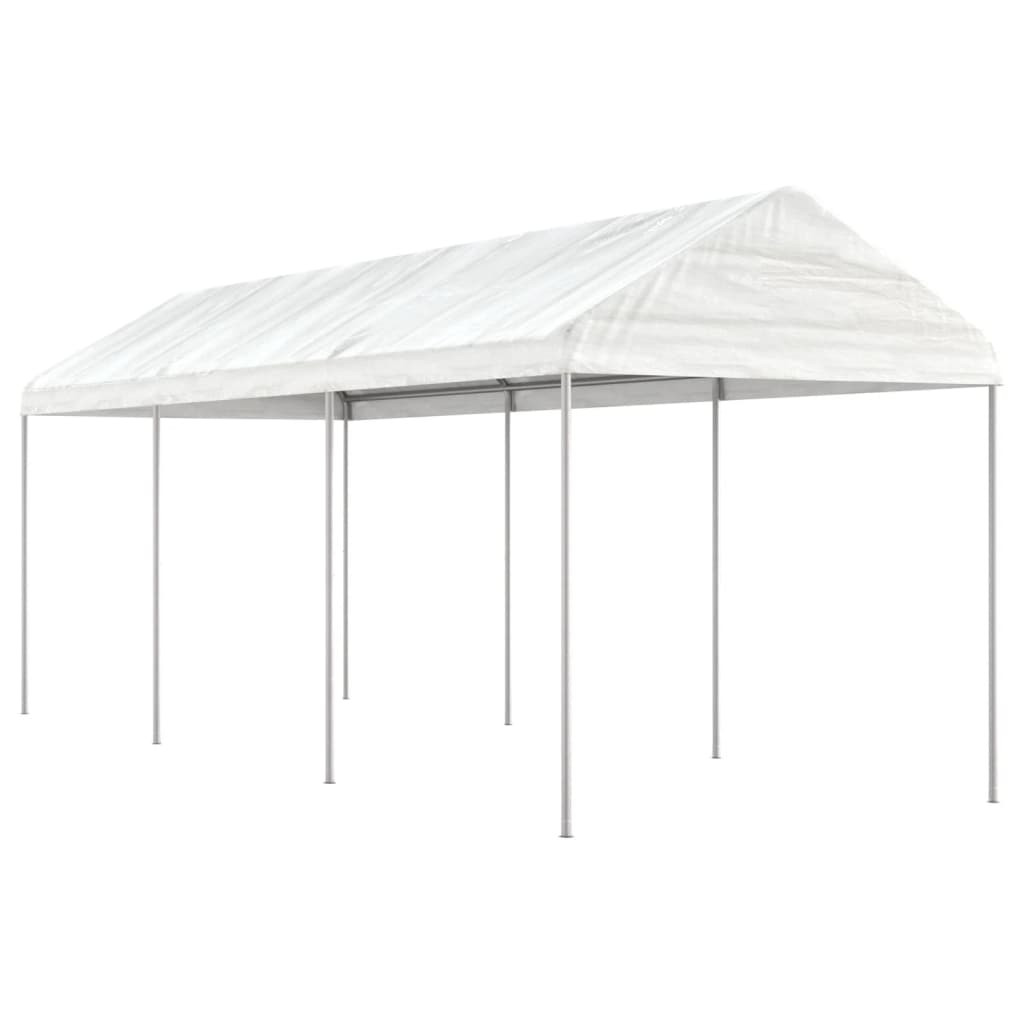 vidaXL Pavillon mit Dach Weiß 6,69x2,28x2,69 m Polyethylen