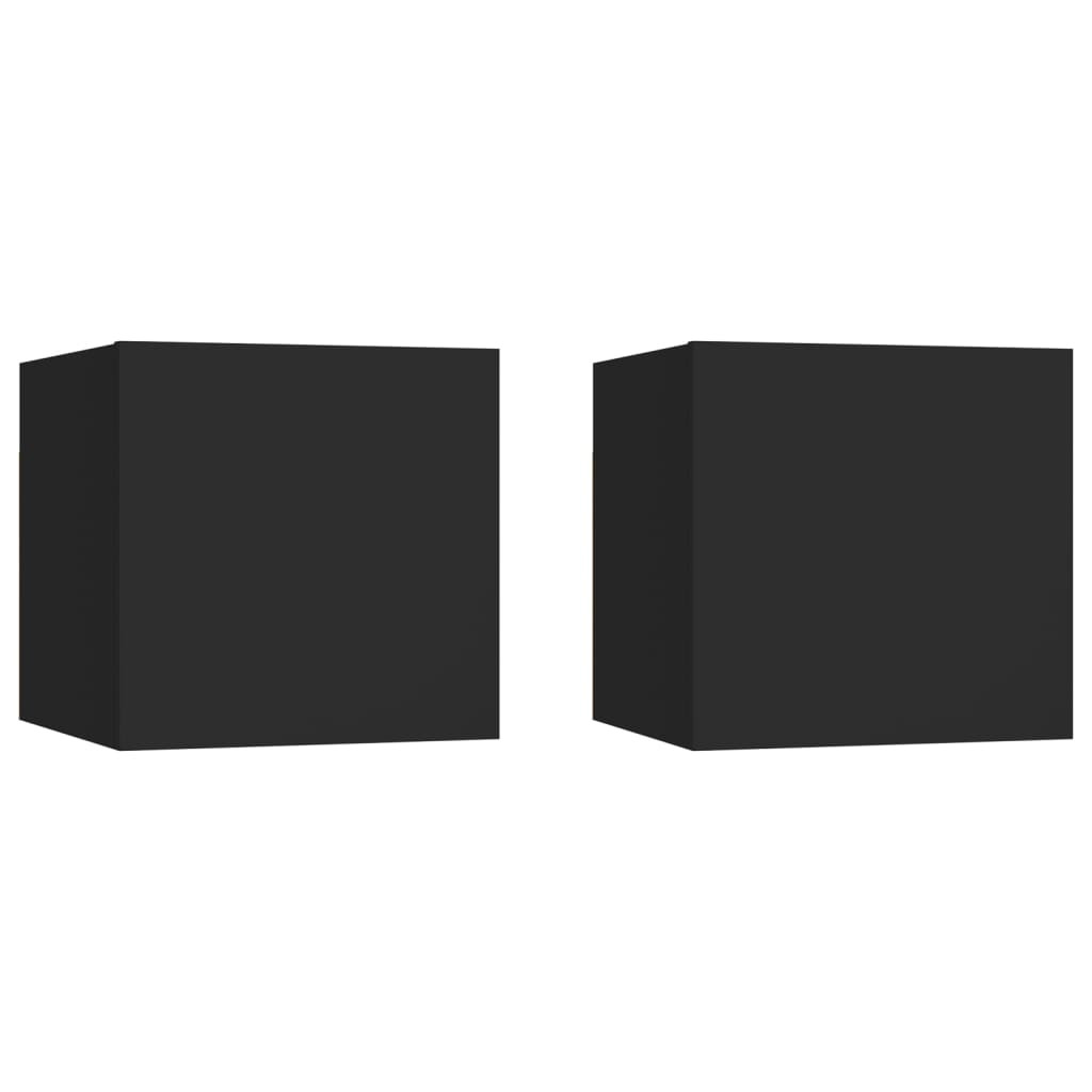 vidaXL Nachttische 2 Stk. Schwarz 30,5x30x30 cm Holzwerkstoff
