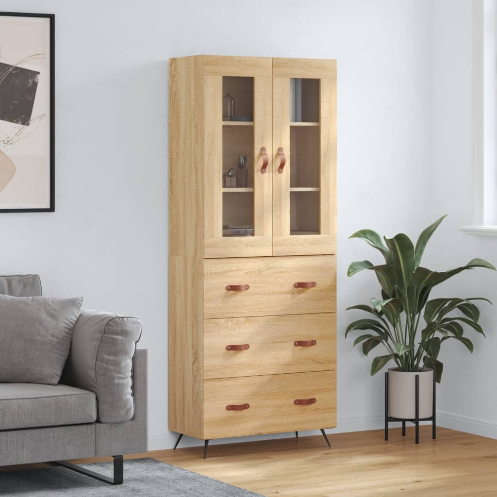 vidaXL Highboard Sonoma-Eiche 69,5x34x180 cm Holzwerkstoff
