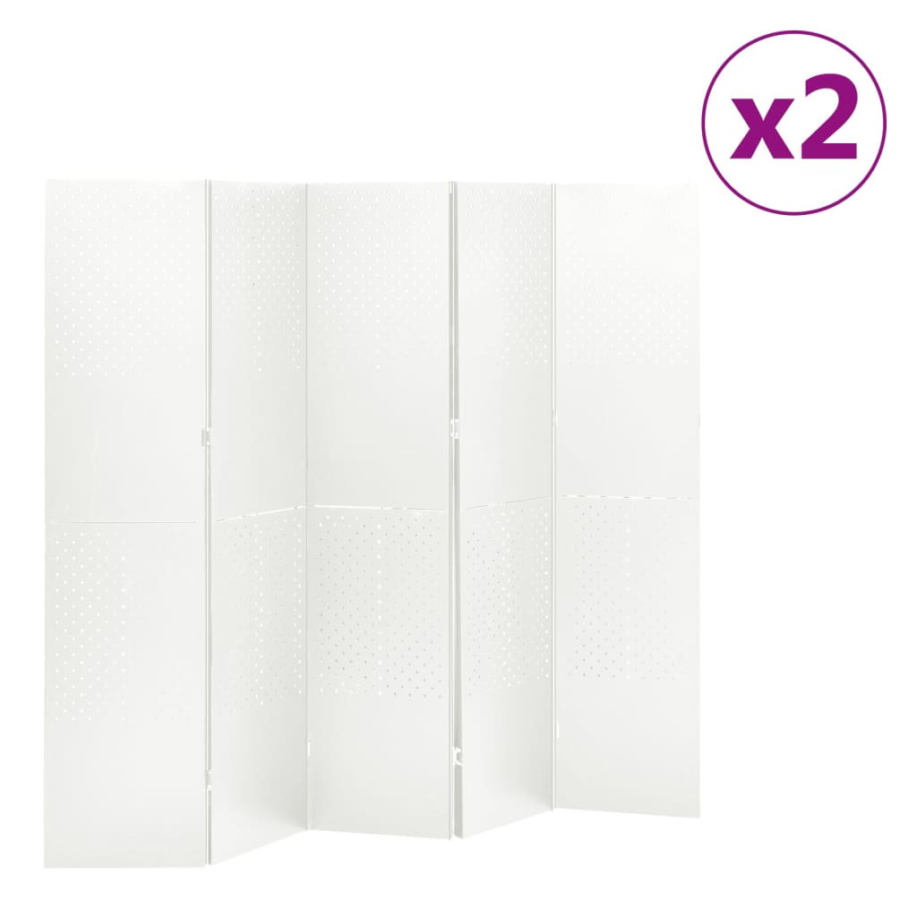 vidaXL 5-tlg. Raumteiler 2 Stk. Weiß 200x180 cm Stahl
