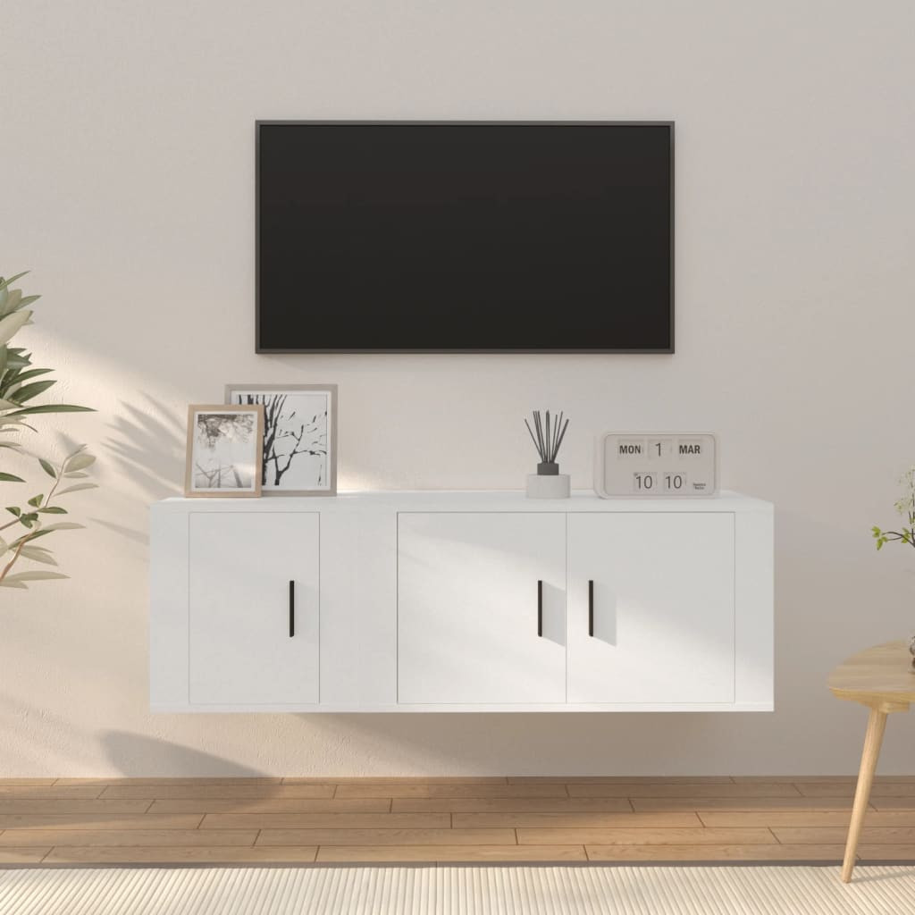 vidaXL 2-tlg. TV-Schrank-Set Weiß Holzwerkstoff