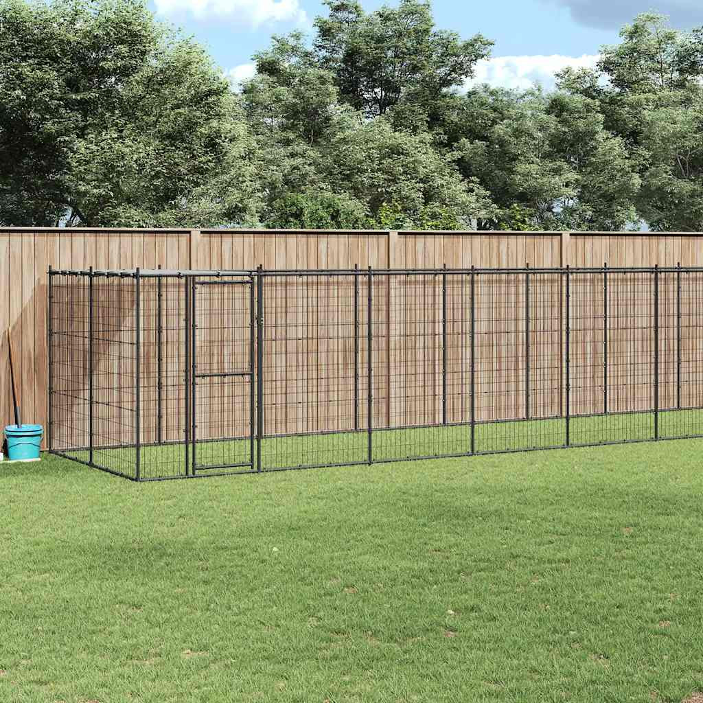vidaXL Outdoor-Hundezwinger mit Überdachung Stahl 26,62 m²