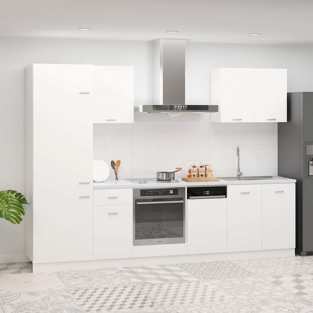 vidaXL 7-tlg. Küchenzeile Lyon Weiß Holzwerkstoff