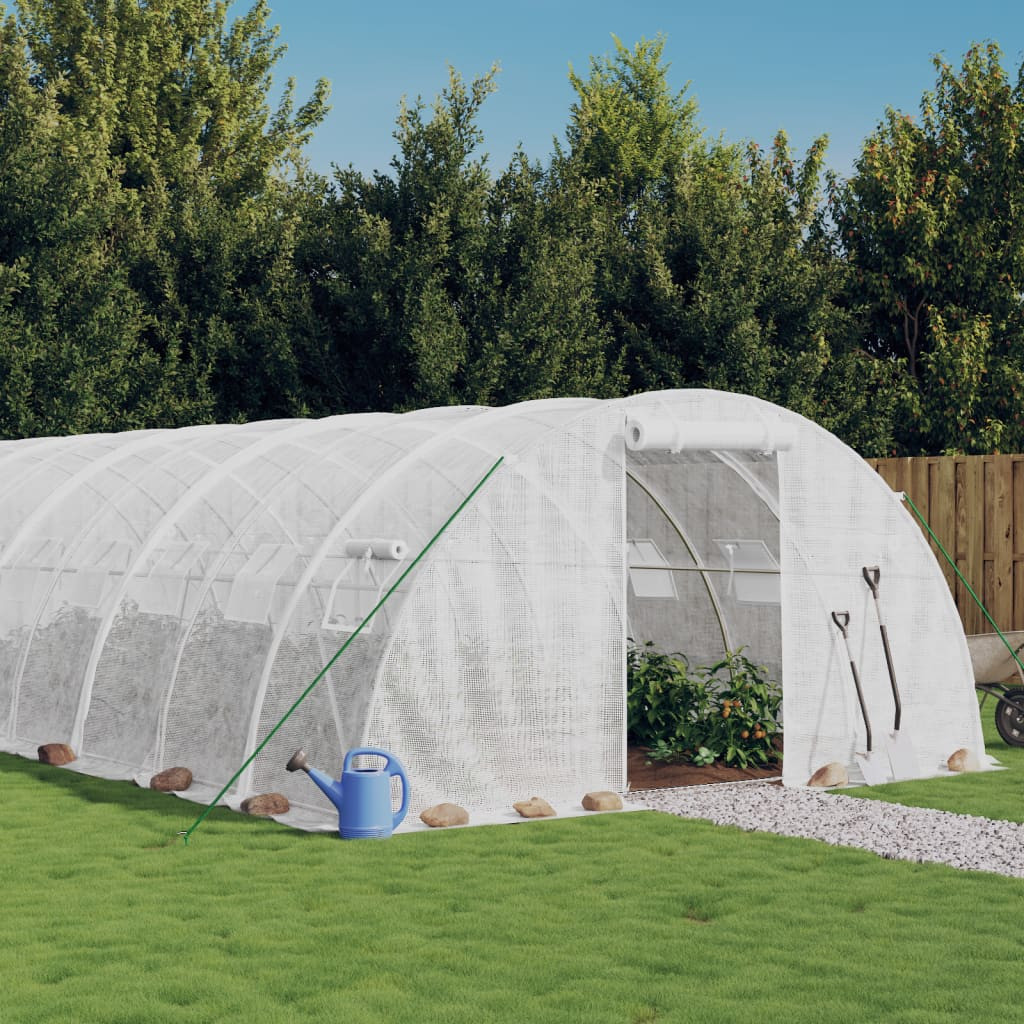 vidaXL Gewächshaus mit Stahlrahmen Weiß 24 m² 6x4x2 m