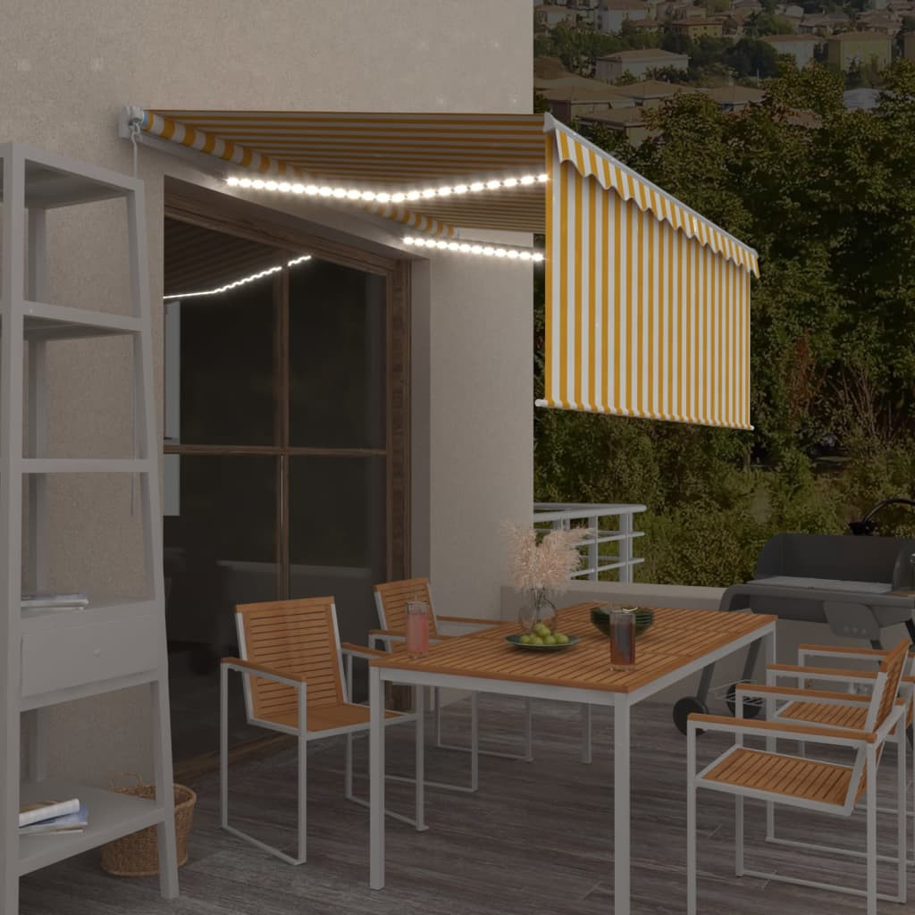 vidaXL Markise Manuell Einziehbar mit Rollo & LED 3,5x2,5m Gelb & Weiß