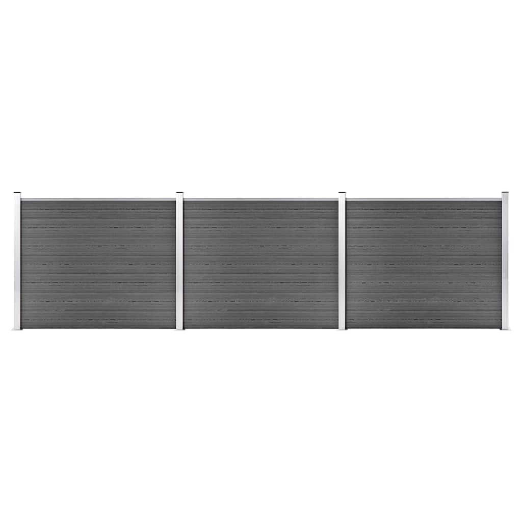 vidaXL Zaunelement Set WPC 526x146 cm Schwarz