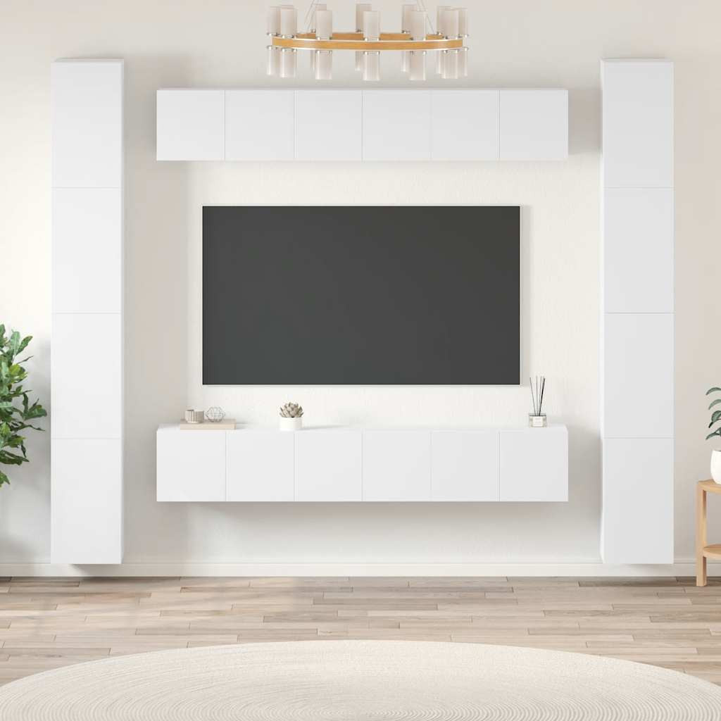 vidaXL 6-tlg. TV-Schrank-Set Weiß Holzwerkstoff