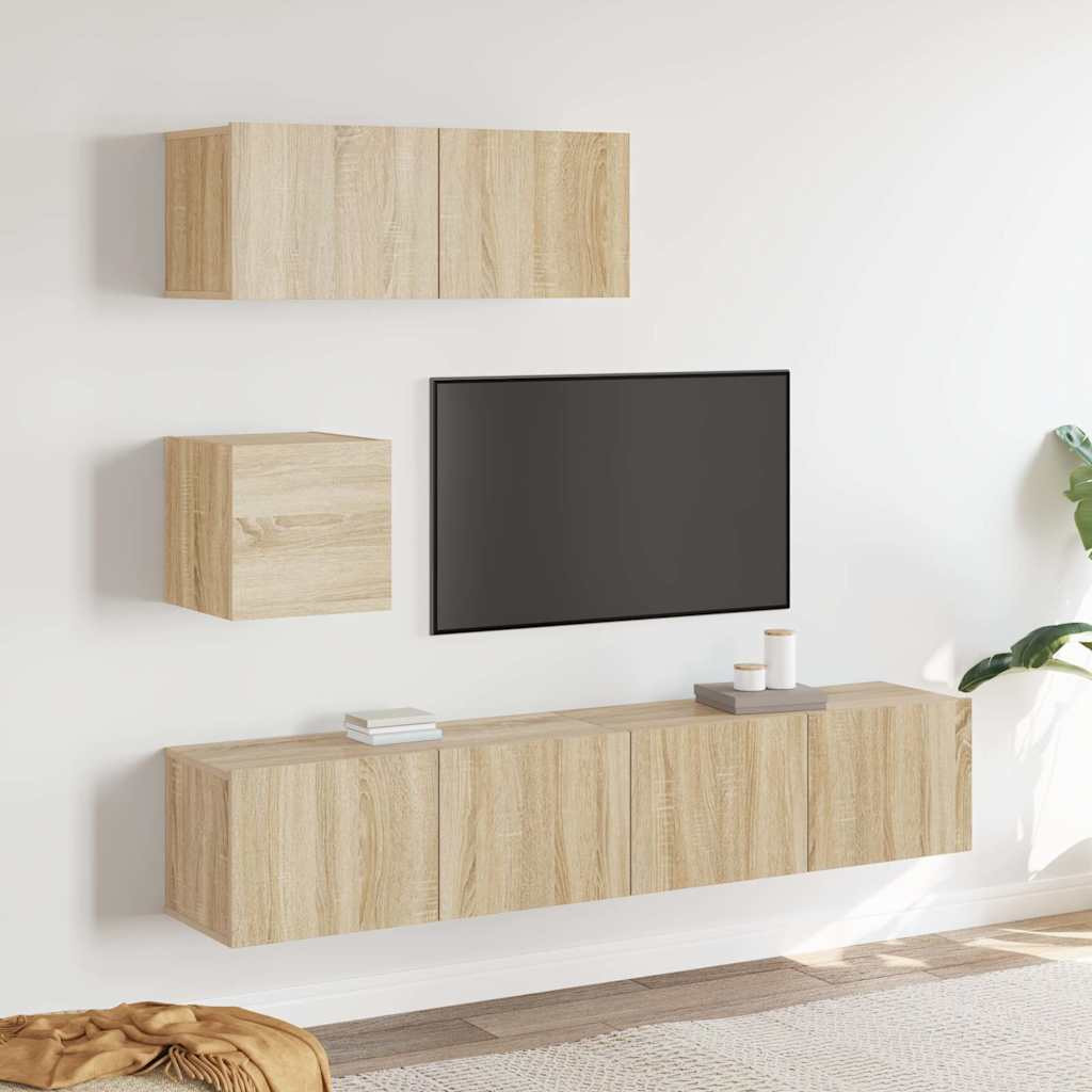 vidaXL 4-tlg. TV-Schrank-Set Sonoma-Eiche Holzwerkstoff