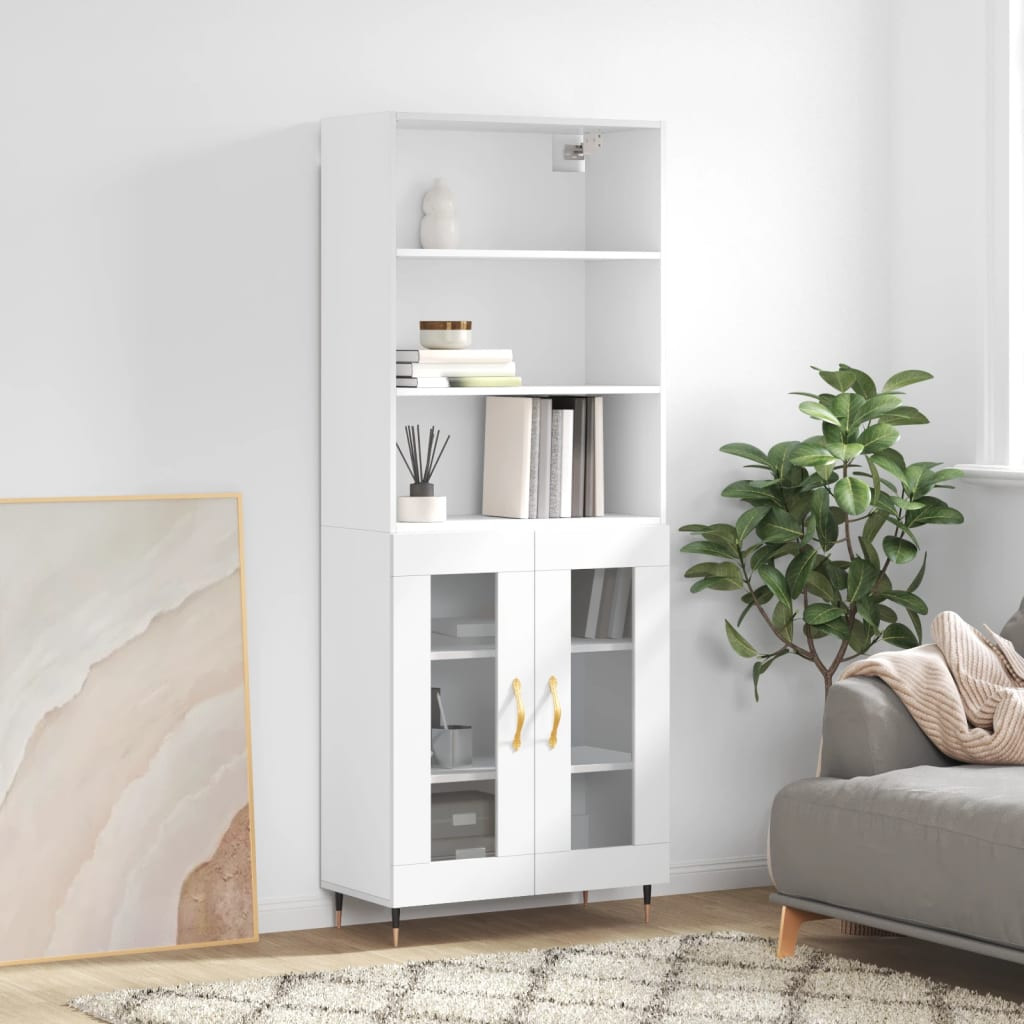vidaXL Highboard Hochglanz-Weiß 69,5x34x180 cm Holzwerkstoff