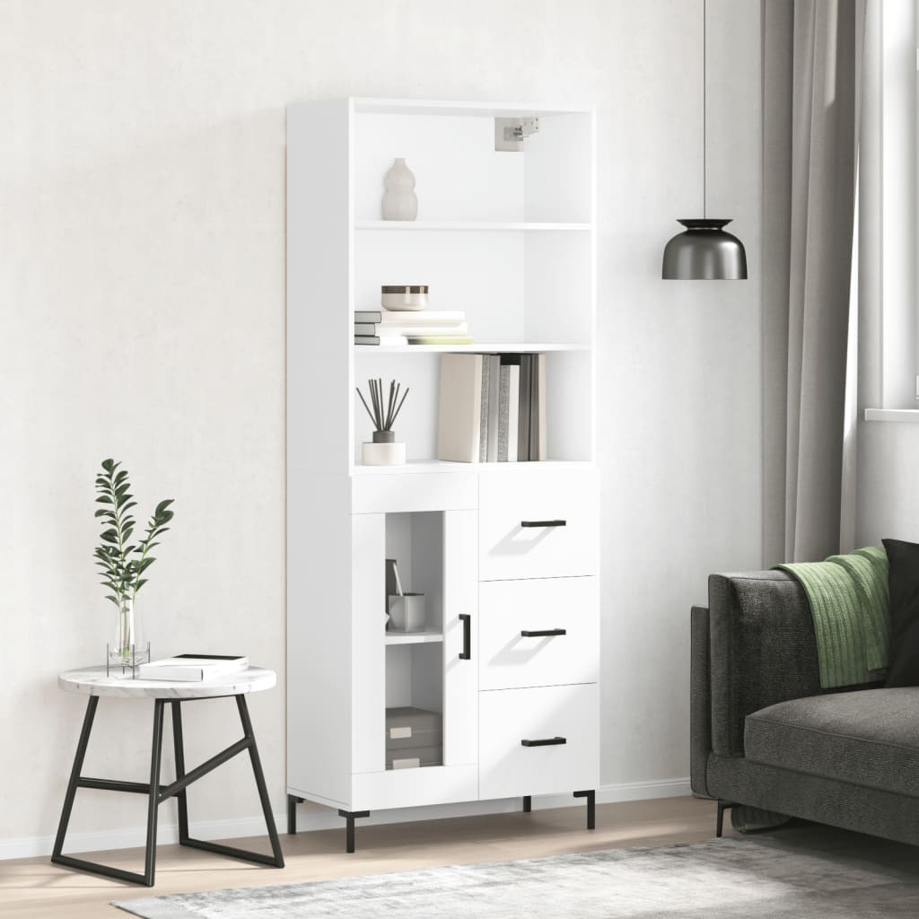 vidaXL Highboard Hochglanz-Weiß 69,5x34x180 cm Holzwerkstoff