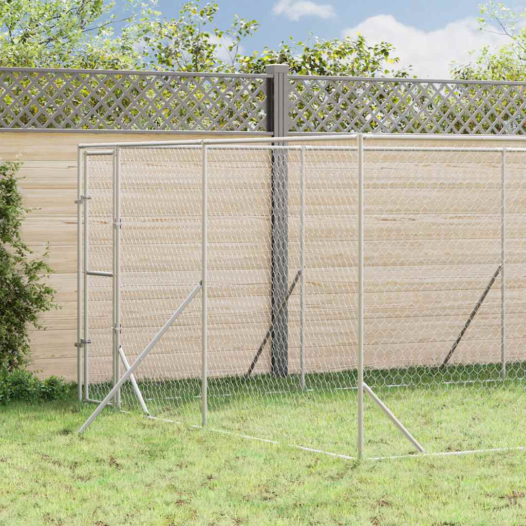 vidaXL Outdoor-Hundezwinger Silbern 4x12x2 m Verzinkter Stahl