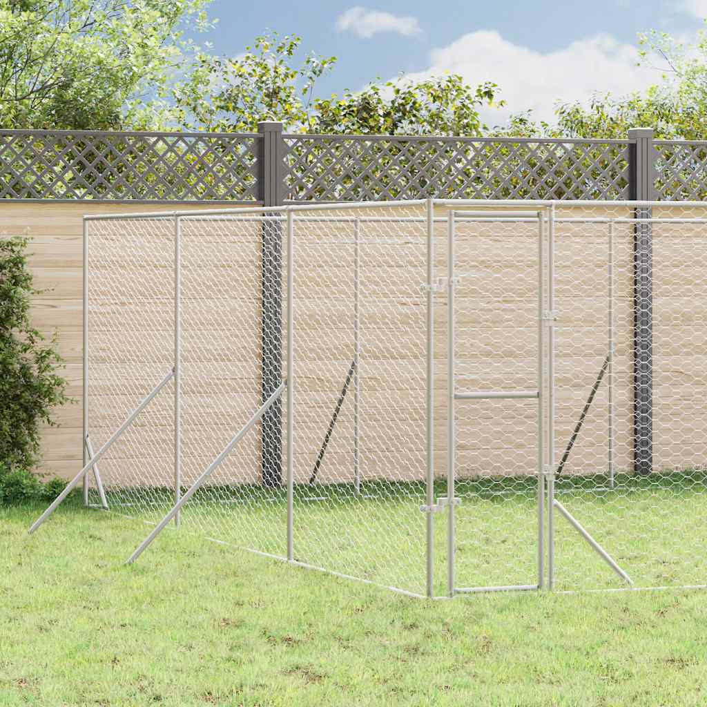 vidaXL Outdoor-Hundezwinger Silbern 6x6x2 m Verzinkter Stahl