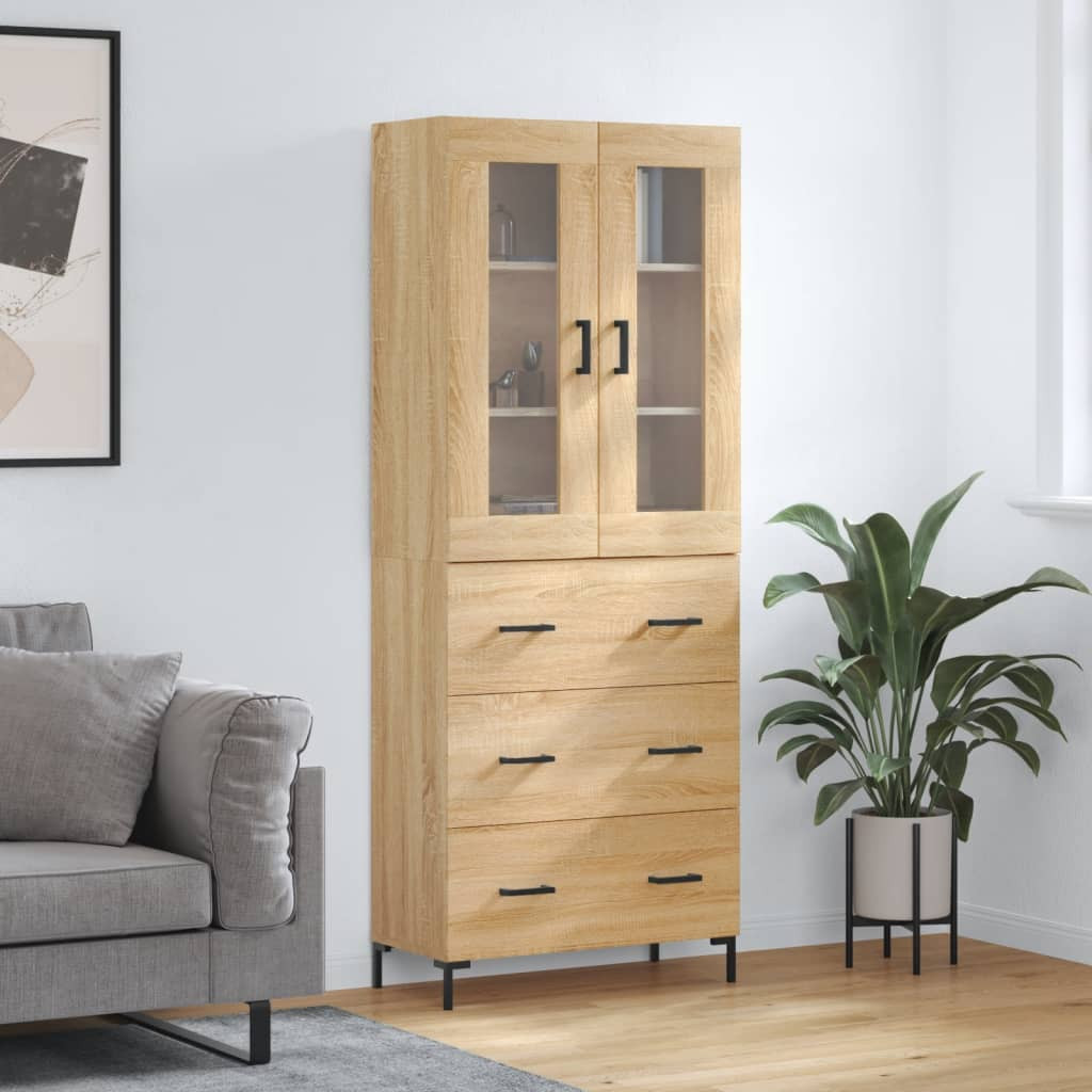 vidaXL Highboard Sonoma-Eiche 69,5x34x180 cm Holzwerkstoff