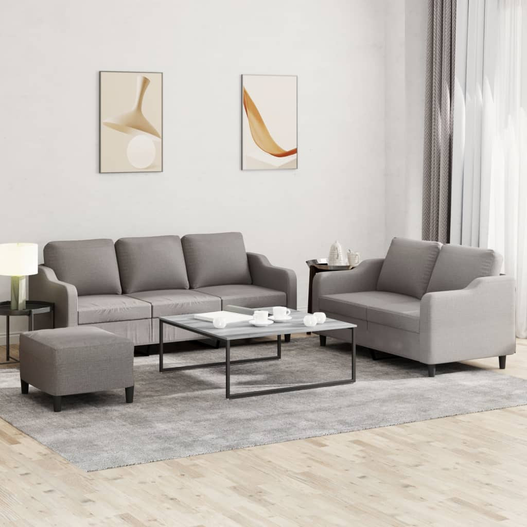 vidaXL 3-tlg. Sofagarnitur mit Kissen Taupe Stoff