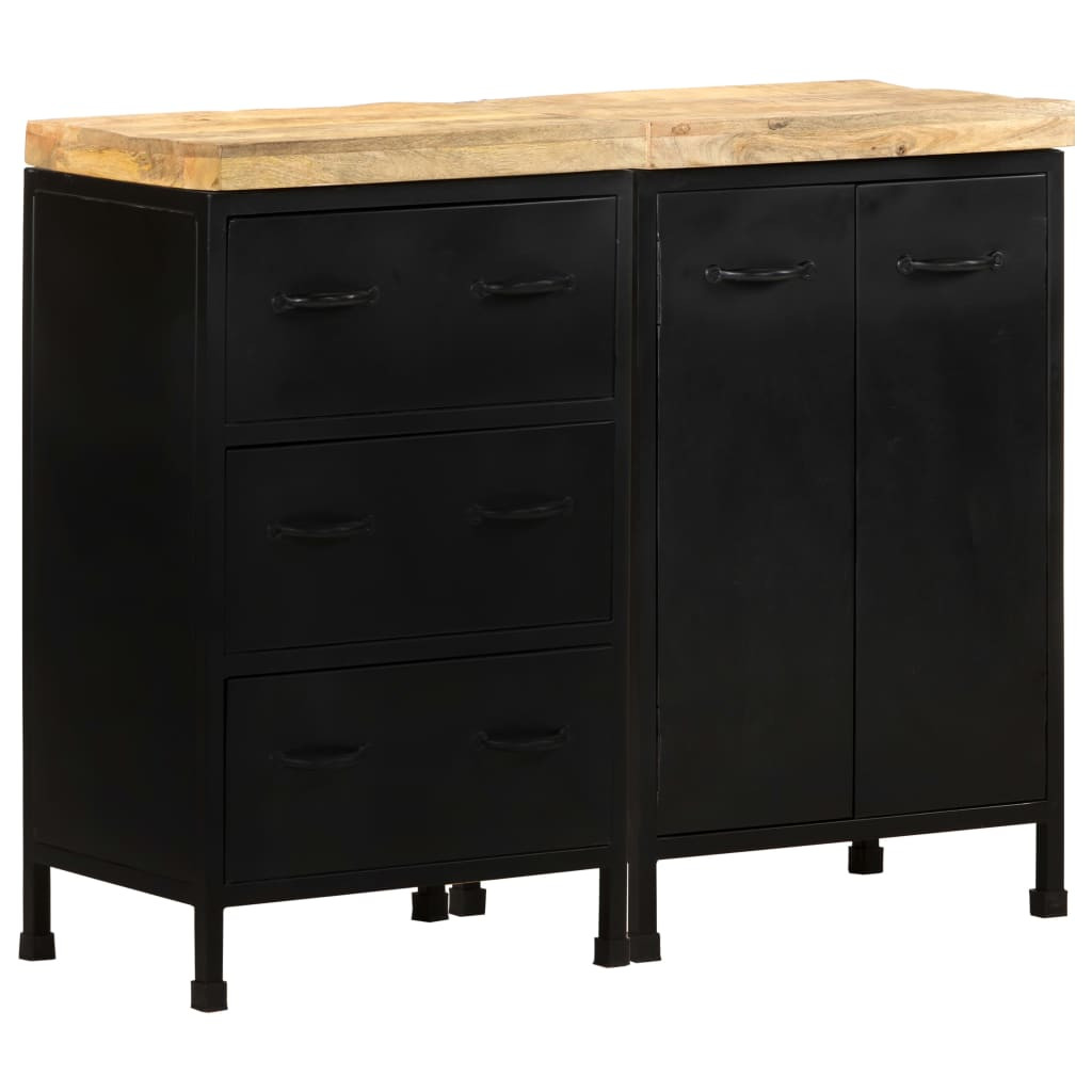 vidaXL Sideboard mit 3 Schubladen und 2 Türen Raues Mangoholz