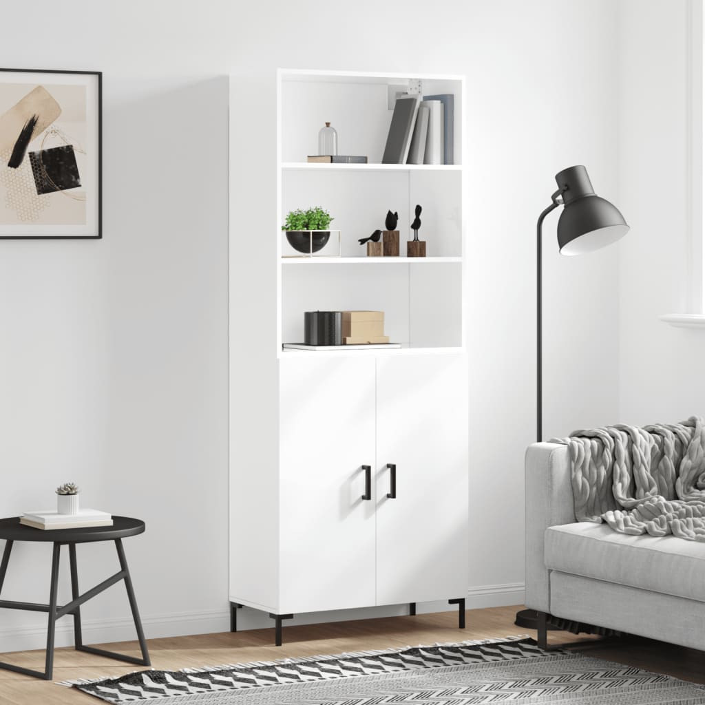 vidaXL Highboard Hochglanz-Weiß 69,5x34x180 cm Holzwerkstoff