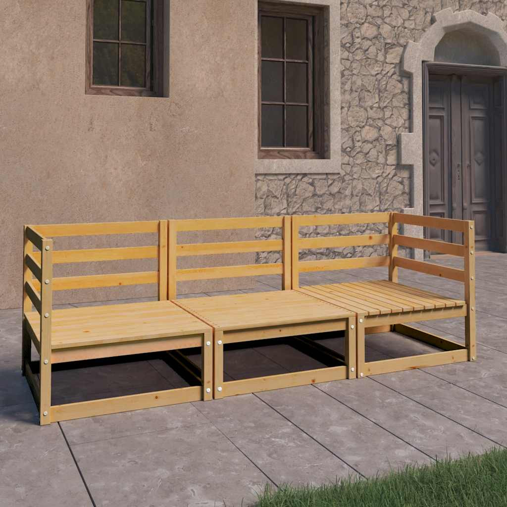 vidaXL Outdoor-Sofa 3-Sitzer Massivholz Kiefer