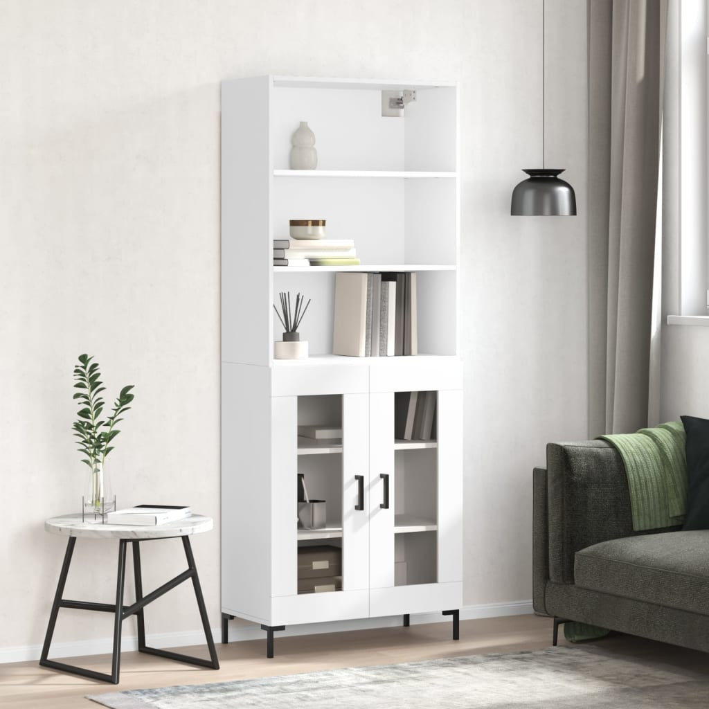 vidaXL Highboard Hochglanz-Weiß 69,5x34x180 cm Holzwerkstoff