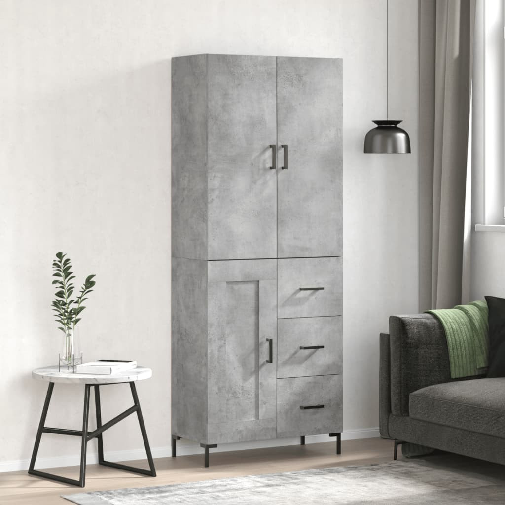 vidaXL Highboard Betongrau 69,5x34x180 cm Holzwerkstoff